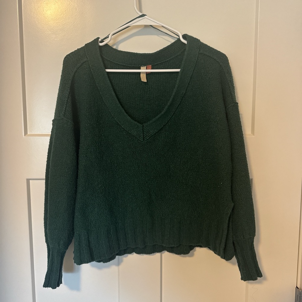Pilcro Deep Green V-Neck Sweater